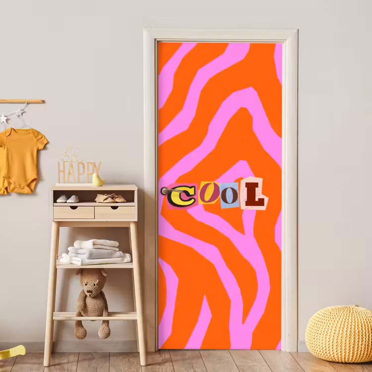 Deursticker - Zebraprint - Grafisch - COOL - Oranje — 6