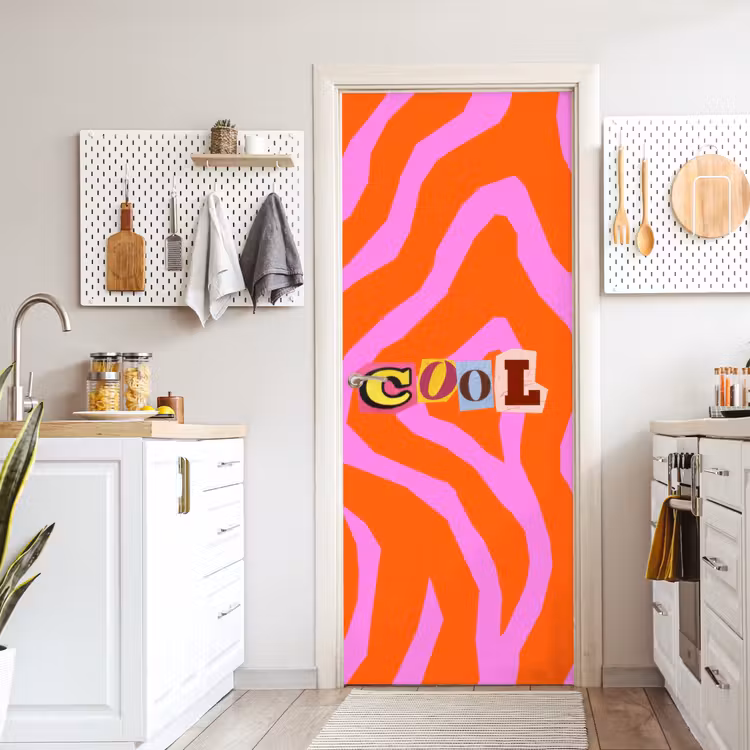 Deursticker - Zebraprint - Grafisch - COOL - Oranje — 7
