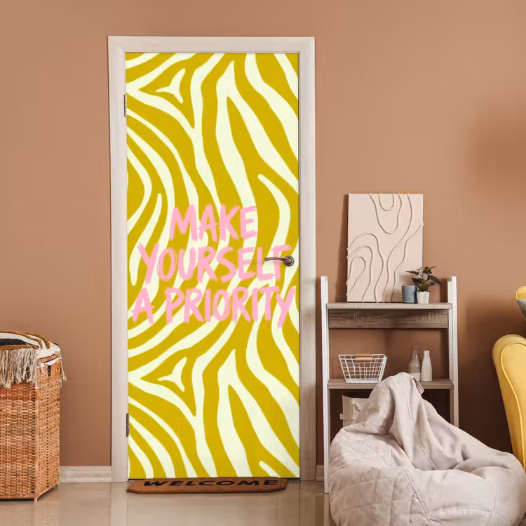 Deursticker - Zebraprint - Priority - Roze — 2