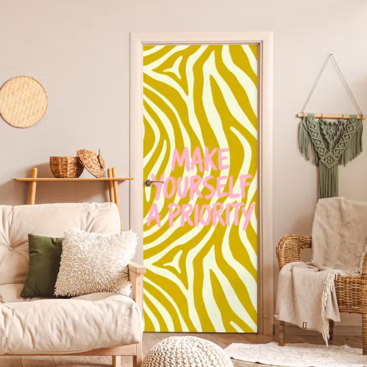 Deursticker - Zebraprint - Priority - Roze — 4