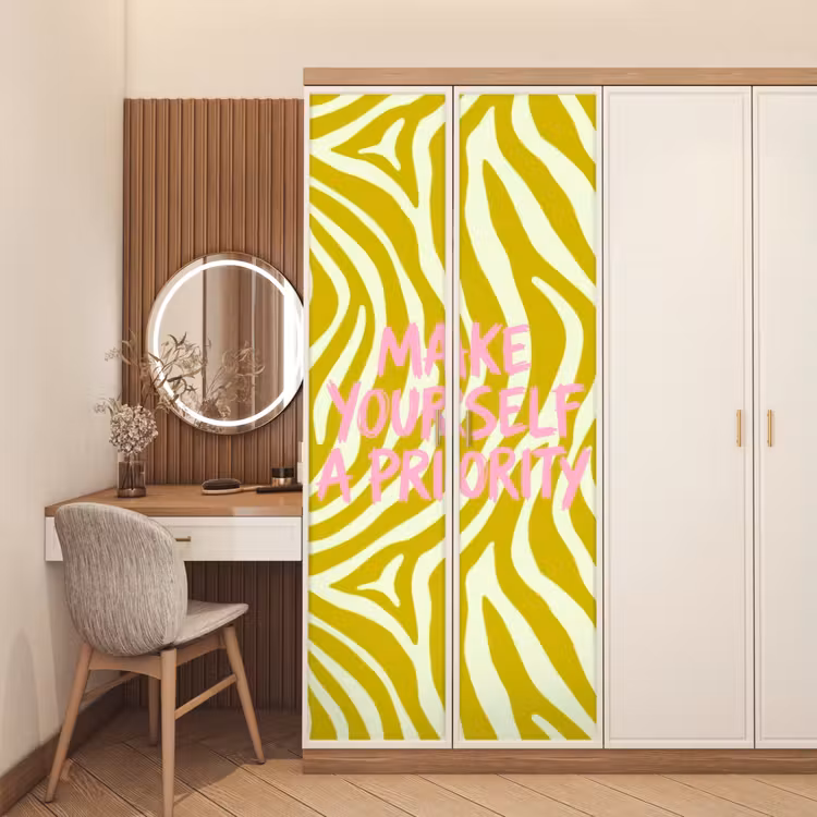 Deursticker - Zebraprint - Priority - Roze — 5