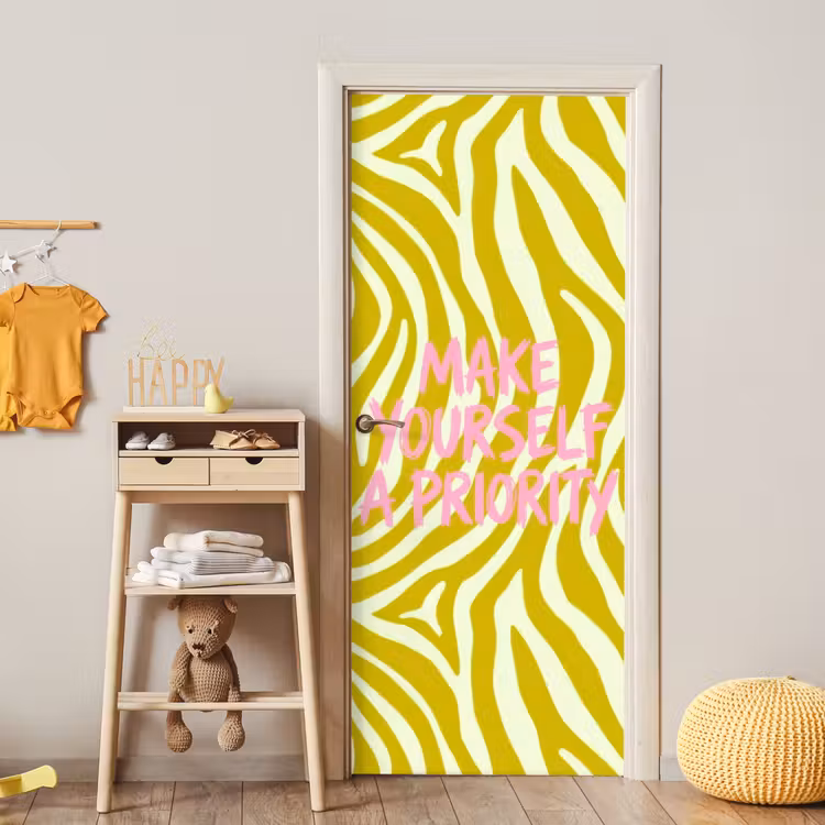 Deursticker - Zebraprint - Priority - Roze — 6