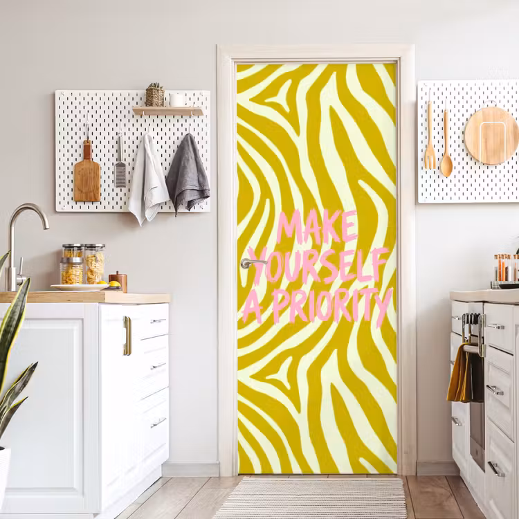 Deursticker - Zebraprint - Priority - Roze — 7