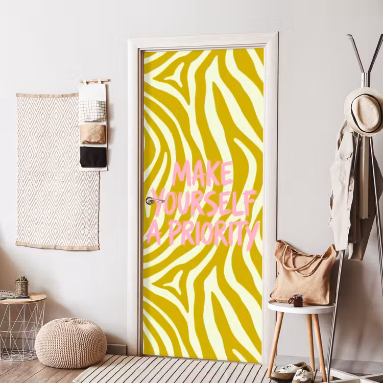 Deursticker - Zebraprint - Priority - Roze — 8