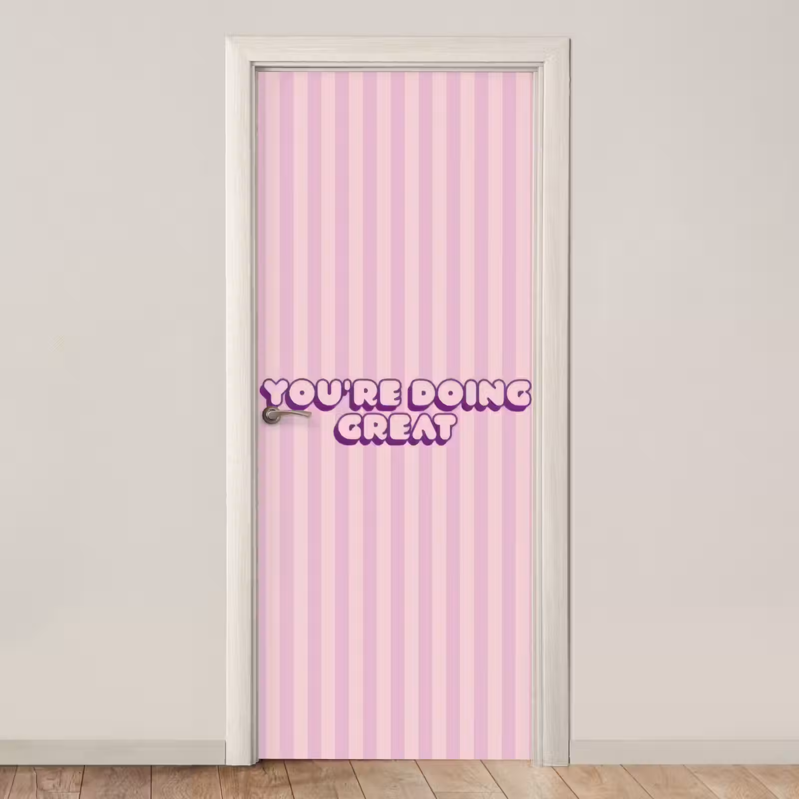 Deursticker - Paars - Strepen - You're doing great - Schaduw — 1
