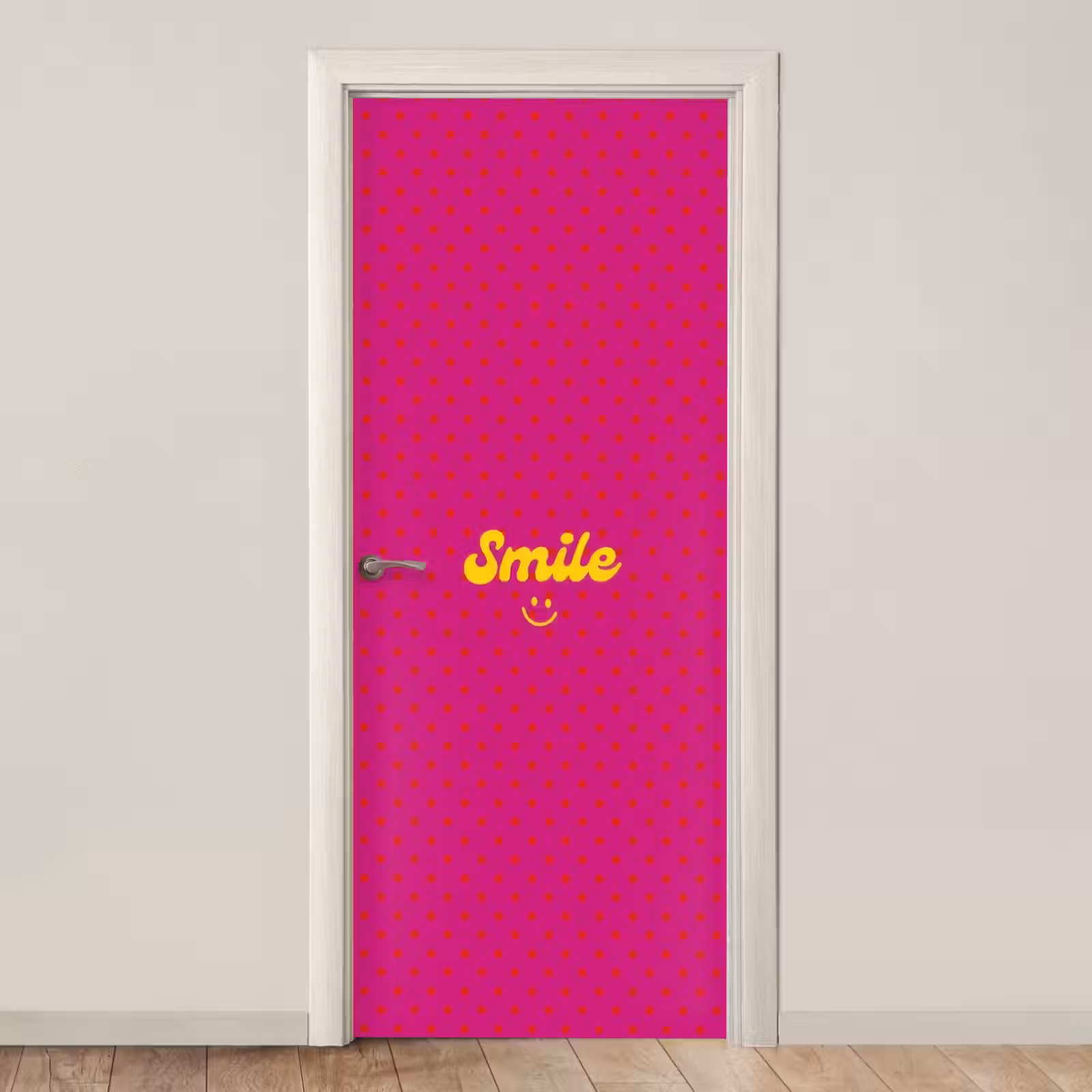 Deursticker - Smile - Stippen - Roze — 1