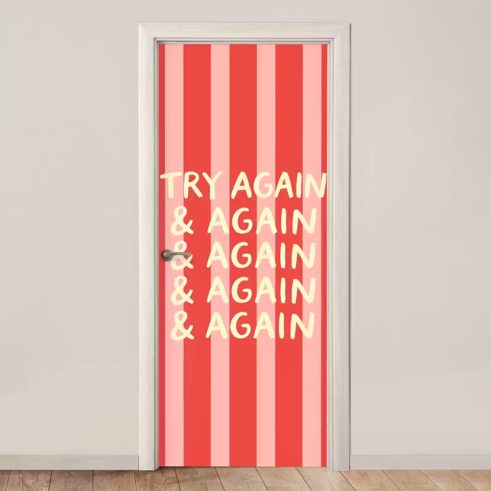 Deursticker - Strepen - Rood - Try again — 1