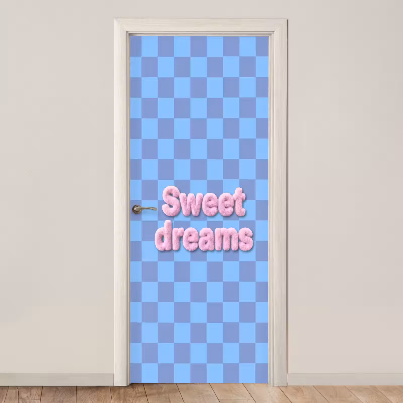 Deursticker - Sweet dreams - Vierkanten - Roze - Blauw — 1