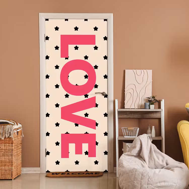 Deursticker - Love - Stippen - Roze — 2