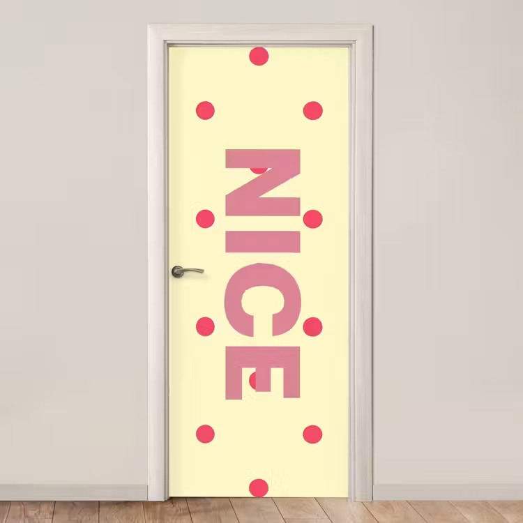 Deursticker - Nice - Stippen - Roze - Geel — 1