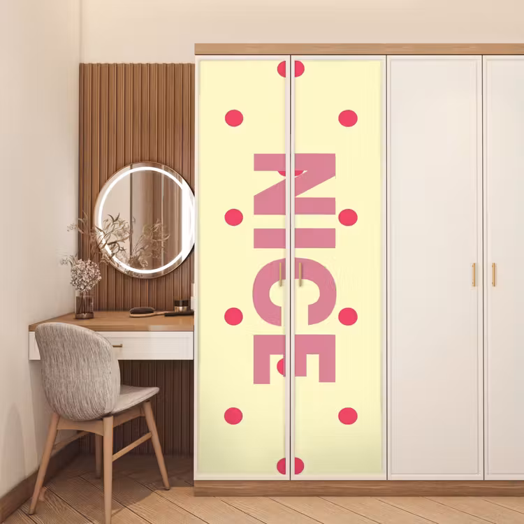 Deursticker - Nice - Stippen - Roze - Geel — 5