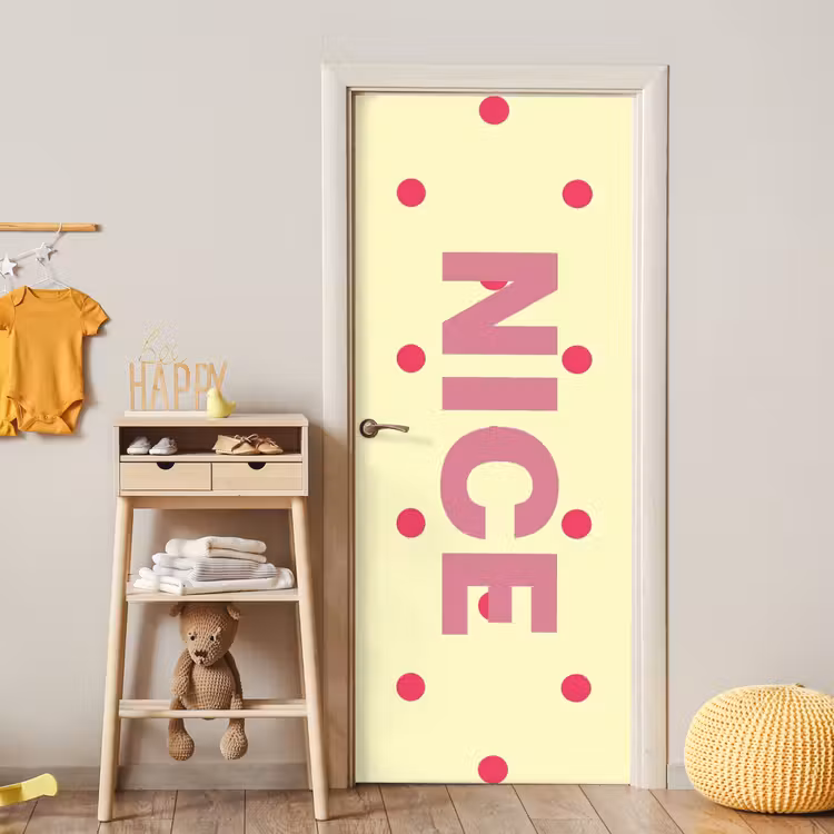 Deursticker - Nice - Stippen - Roze - Geel — 6