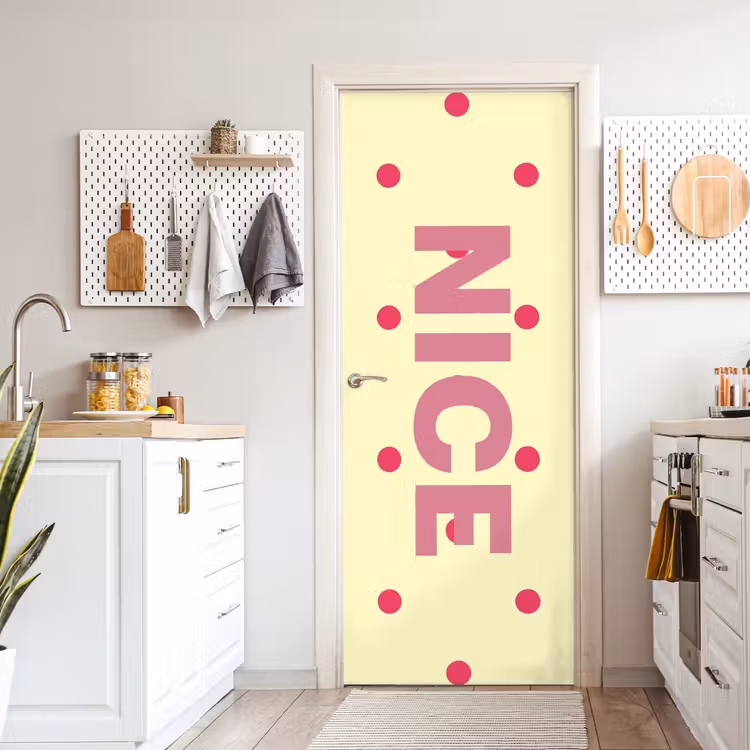 Deursticker - Nice - Stippen - Roze - Geel — 7