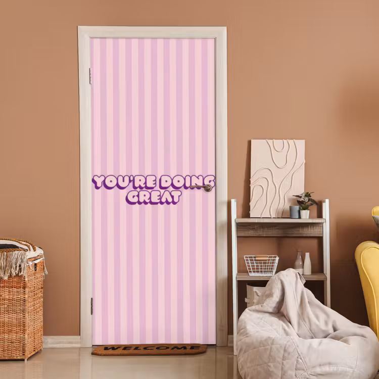 Deursticker - Paars - Strepen - You're doing great - Schaduw — 2