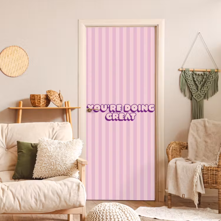 Deursticker - Paars - Strepen - You're doing great - Schaduw — 4