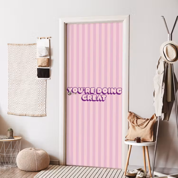 Deursticker - Paars - Strepen - You're doing great - Schaduw — 8