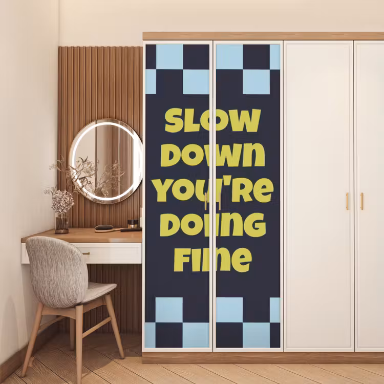 Deursticker - Patroon - Geblok - Blauw - Slow down you're doing fine — 5
