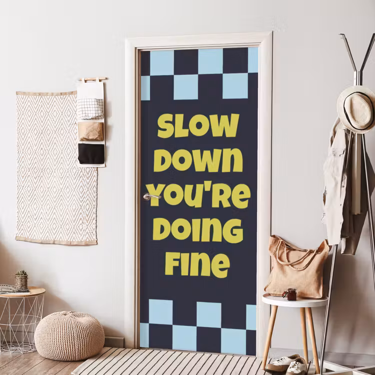 Deursticker - Patroon - Geblok - Blauw - Slow down you're doing fine — 8