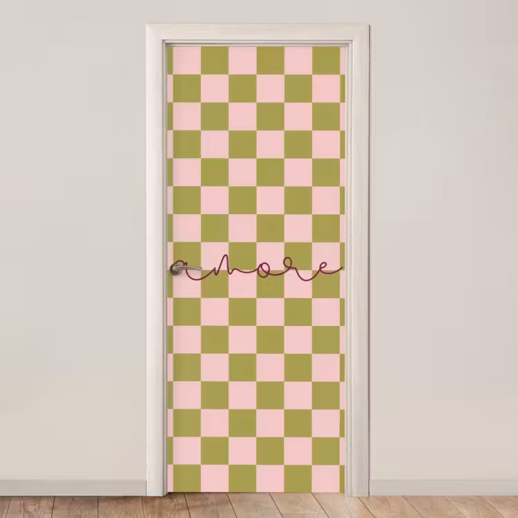 Deursticker - Patroon - Geblokt - Olijfgroen - Amore — 1