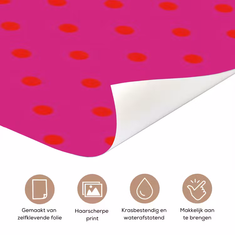 Deursticker - Smile - Stippen - Geel - Smiley - Roze — 3
