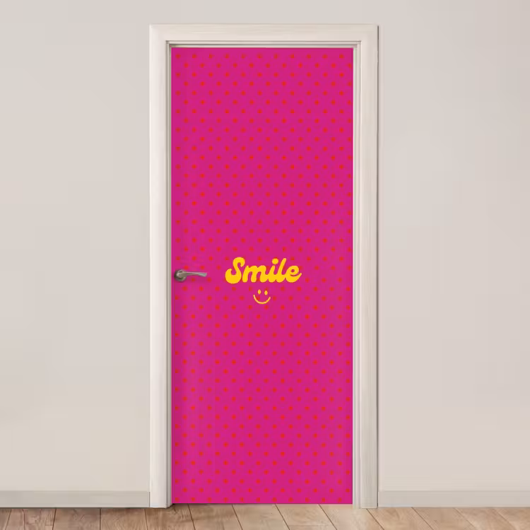 Deursticker - Smile - Stippen - Roze — 1