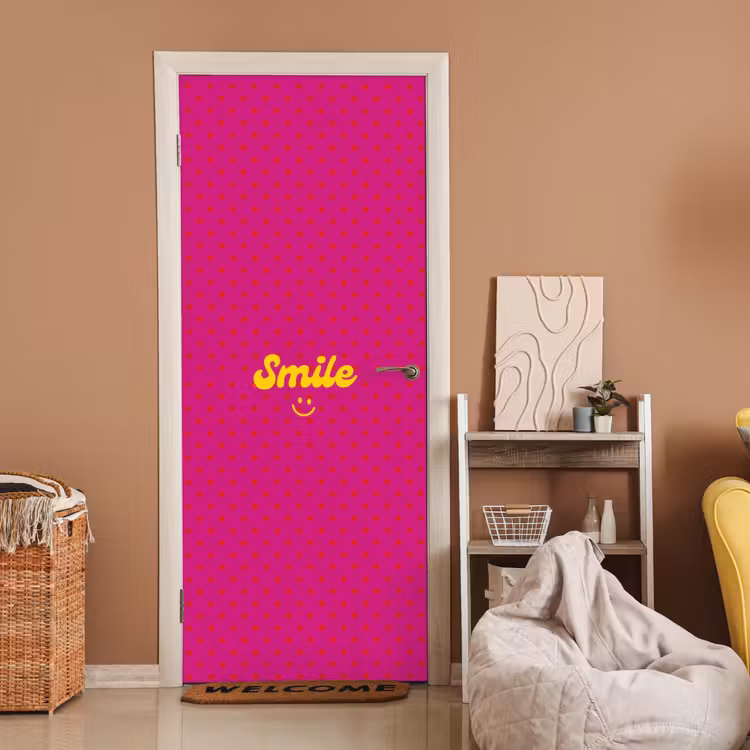 Deursticker - Smile - Stippen - Roze — 2