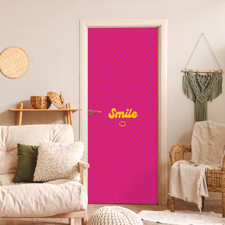 Deursticker - Smile - Stippen - Roze — 4