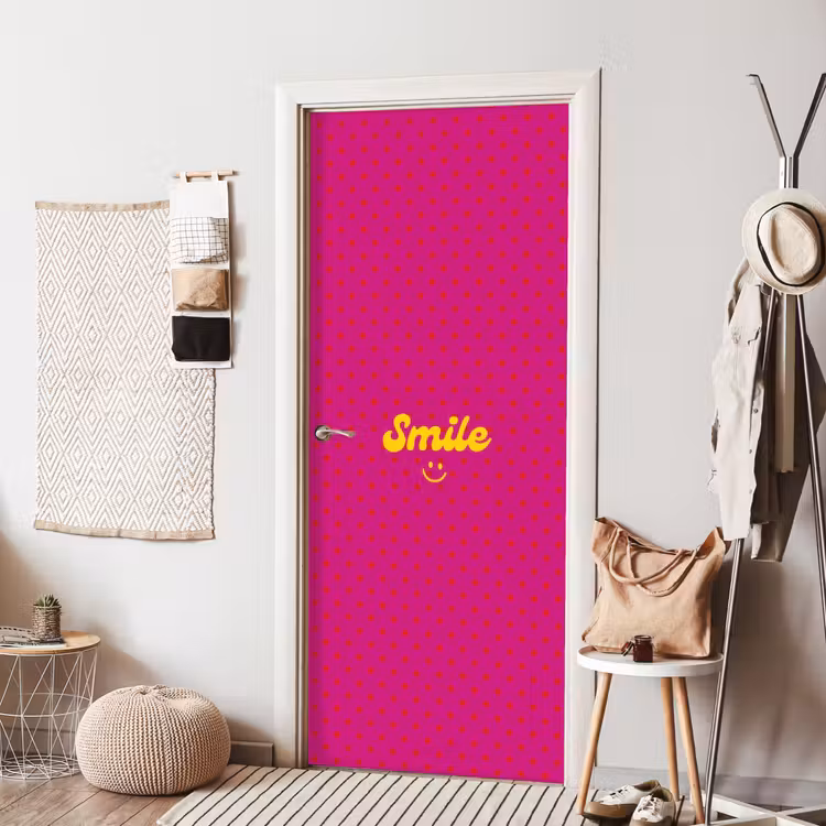 Deursticker - Smile - Stippen - Roze — 8