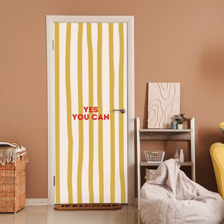 Deursticker - Strepen - Abstract - Yes you can - Rood — 2