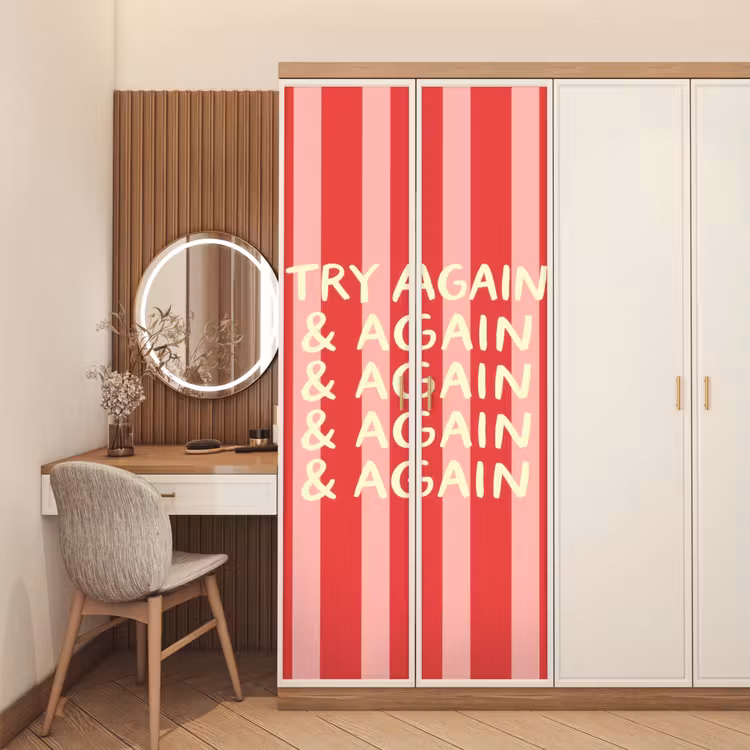 Deursticker - Strepen - Rood - Try again — 5