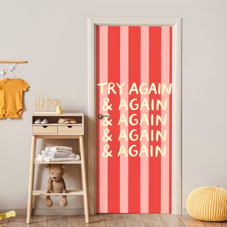 Deursticker - Strepen - Rood - Try again — 6
