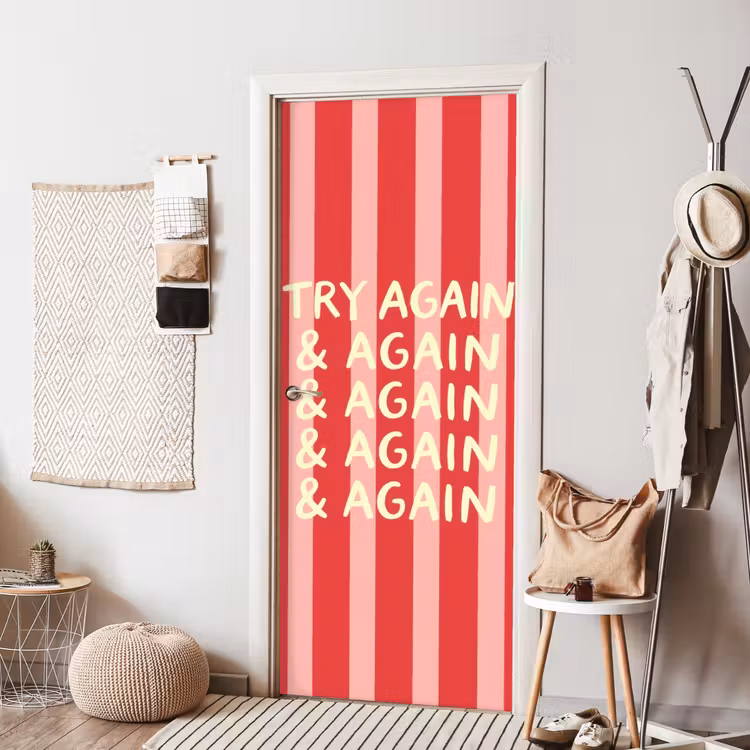 Deursticker - Strepen - Rood - Try again — 8