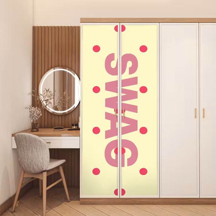 Deursticker - Swag - Roze - Stippen - Geel — 5