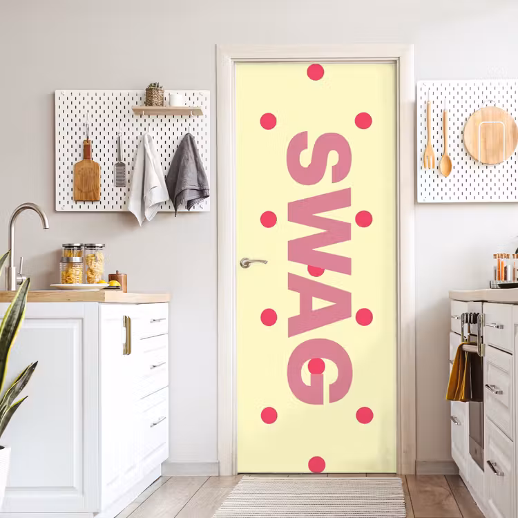 Deursticker - Swag - Roze - Stippen - Geel — 7