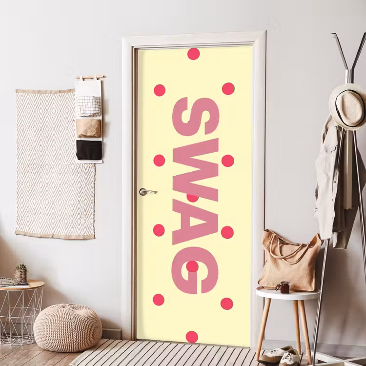 Deursticker - Swag - Roze - Stippen - Geel — 8