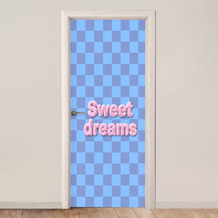 Deursticker - Sweet dreams - Vierkanten - Roze - Blauw — 1