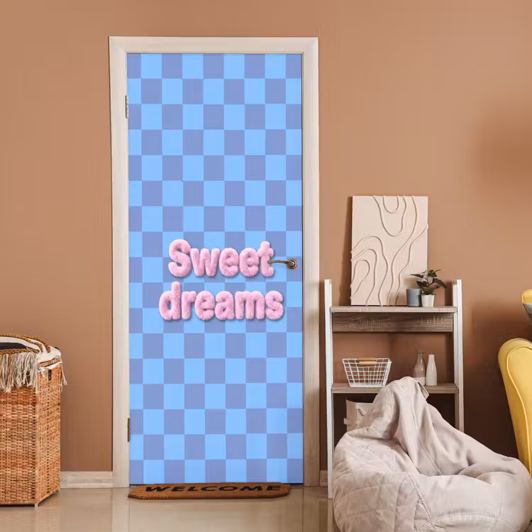 Deursticker - Sweet dreams - Vierkanten - Roze - Blauw — 2
