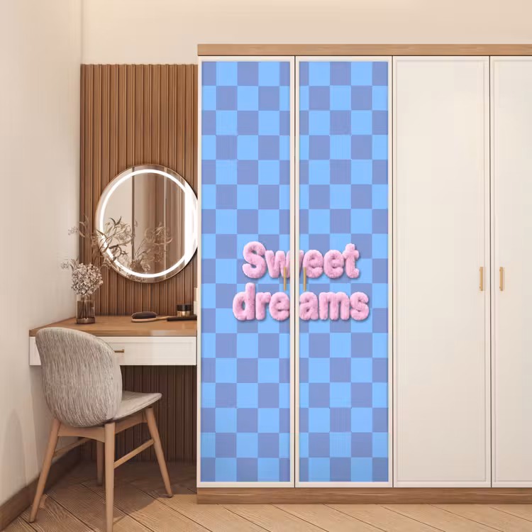 Deursticker - Sweet dreams - Vierkanten - Roze - Blauw — 5