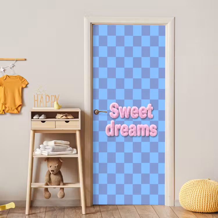 Deursticker - Sweet dreams - Vierkanten - Roze - Blauw — 6