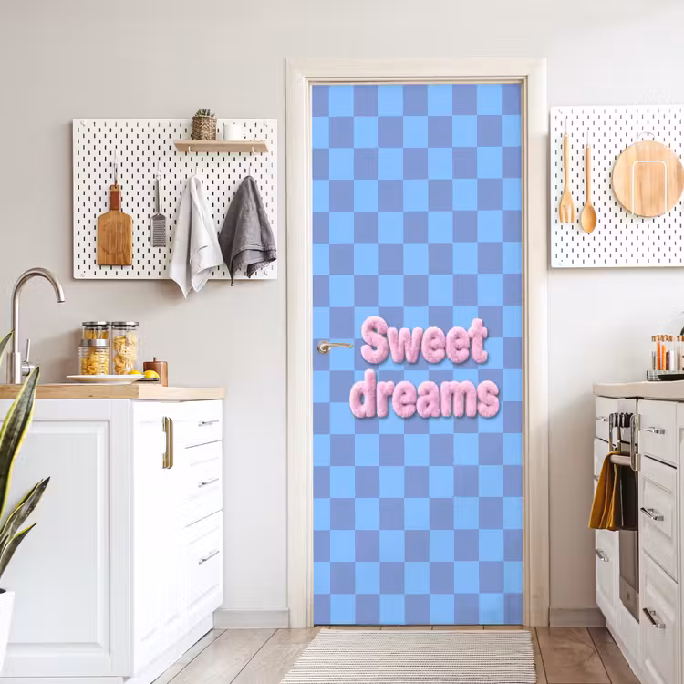 Deursticker - Sweet dreams - Vierkanten - Roze - Blauw — 7