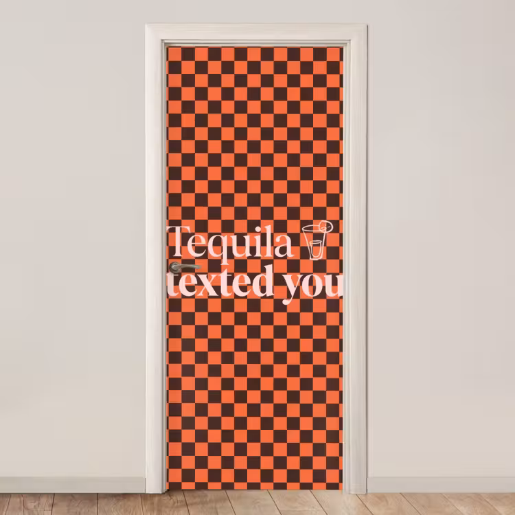 Deursticker - Tequila texted you - Glas - Vierkanten - Oranje — 1