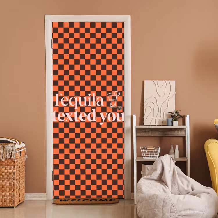 Deursticker - Tequila texted you - Glas - Vierkanten - Oranje — 2