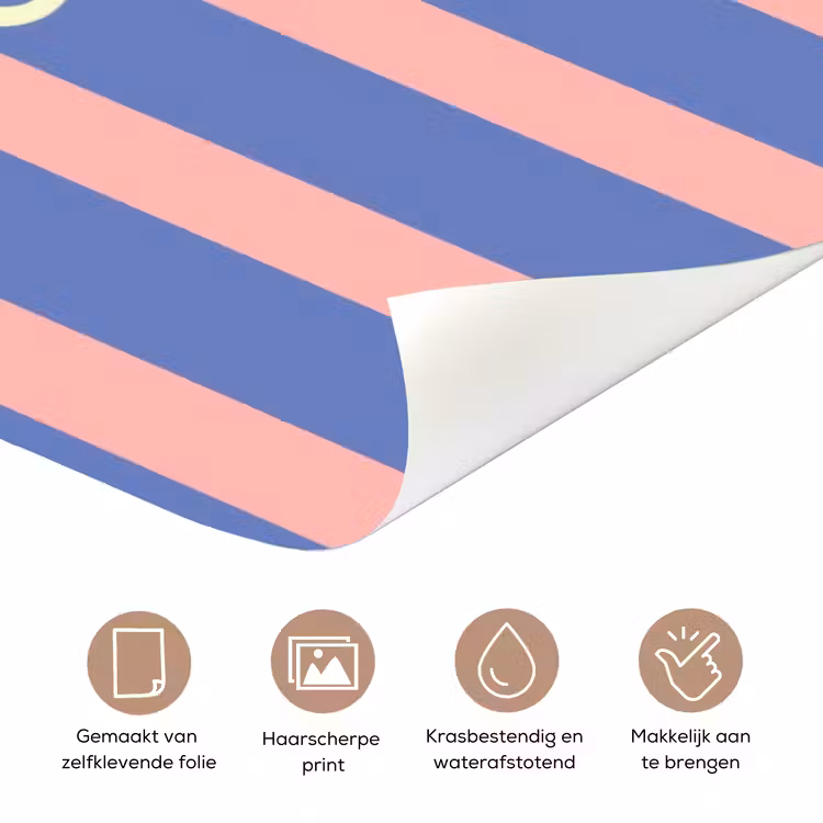 Deursticker - Try again - Strepen - Roze - Verticaal - Blauw — 3