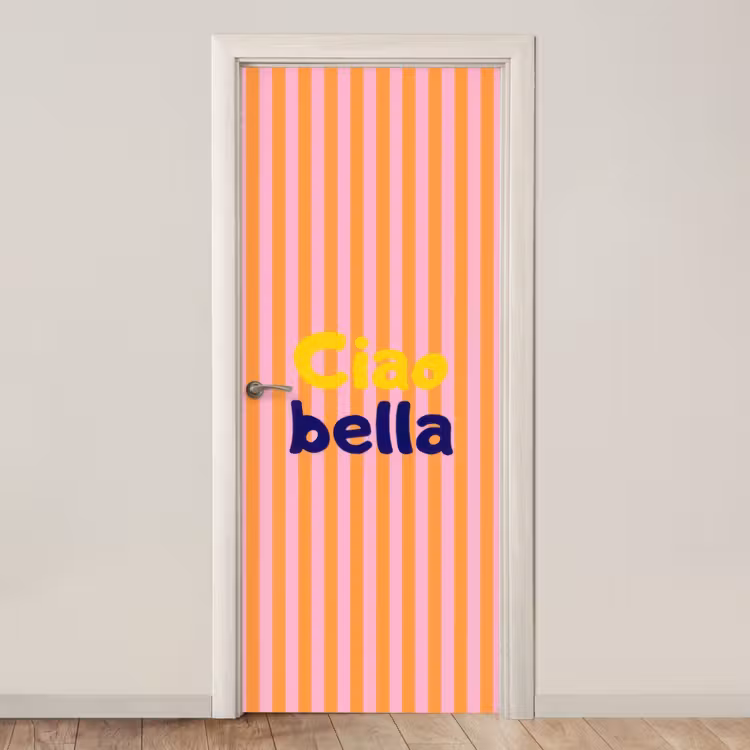 Deursticker - Verticaal - Strepen - Oranje - Ciao bella — 1