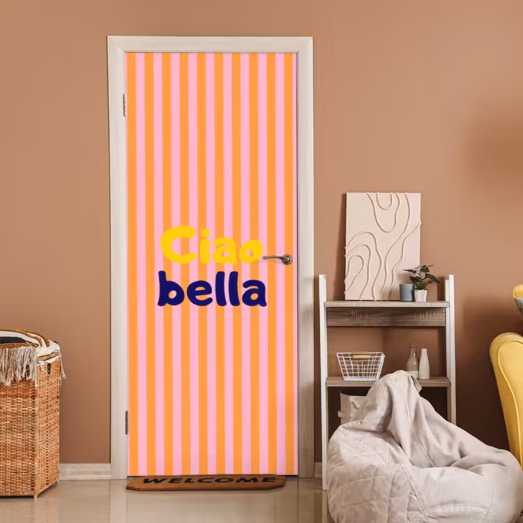 Deursticker - Verticaal - Strepen - Oranje - Ciao bella — 2