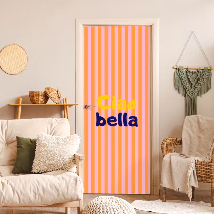 Deursticker - Verticaal - Strepen - Oranje - Ciao bella — 4