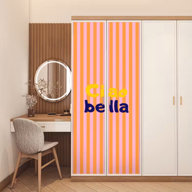 Deursticker - Verticaal - Strepen - Oranje - Ciao bella — 5