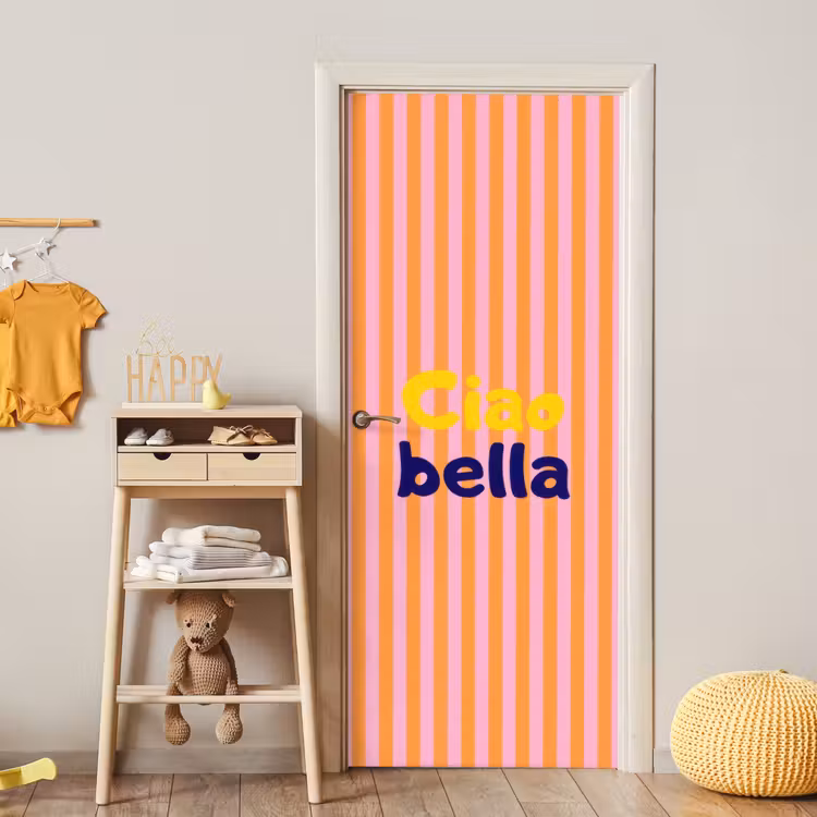 Deursticker - Verticaal - Strepen - Oranje - Ciao bella — 6
