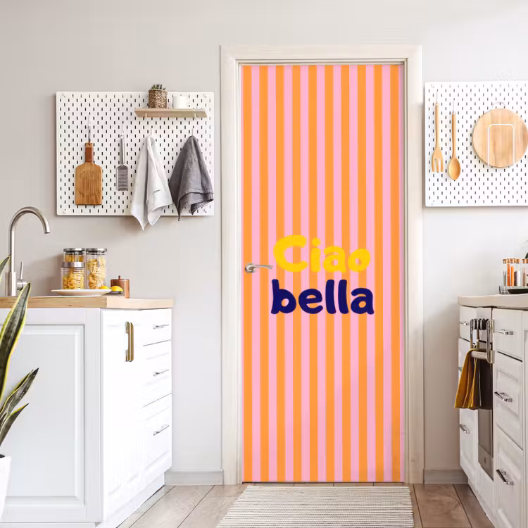 Deursticker - Verticaal - Strepen - Oranje - Ciao bella — 7