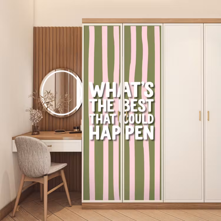 Deursticker - What's the best that could happen - Strepen - Groen - Roze — 5
